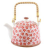 Porcelánová konvička se sítkem červená kvítka - Ø 14*14 cm / 0,7L