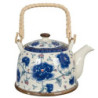 Porcelánová konvička s modrými květy a se sítkem - Ø 14*14 cm / 0,7L