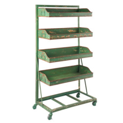 Zelený kovový regál s boxy na kolečkách Boxx - 71*40*133 cm