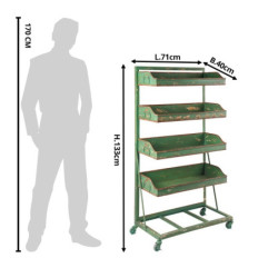 Zelený kovový regál s boxy na kolečkách Boxx - 71*40*133 cm