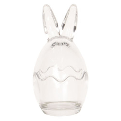 Skleněná dóza s víkem vajíčko s oušky S - Ø 6*12 cm