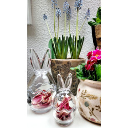 Skleněná dóza s víkem vajíčko s oušky S - Ø 6*12 cm