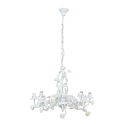 Vintage lustr s bílými růžičkami - Ø 75*50 cm 8x E14 / Max 60W