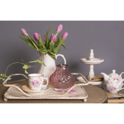 Bílý květovaný šálek s podšálkem Garden II - Ø 13*2 / Ø 7*7 cm / 0,16L