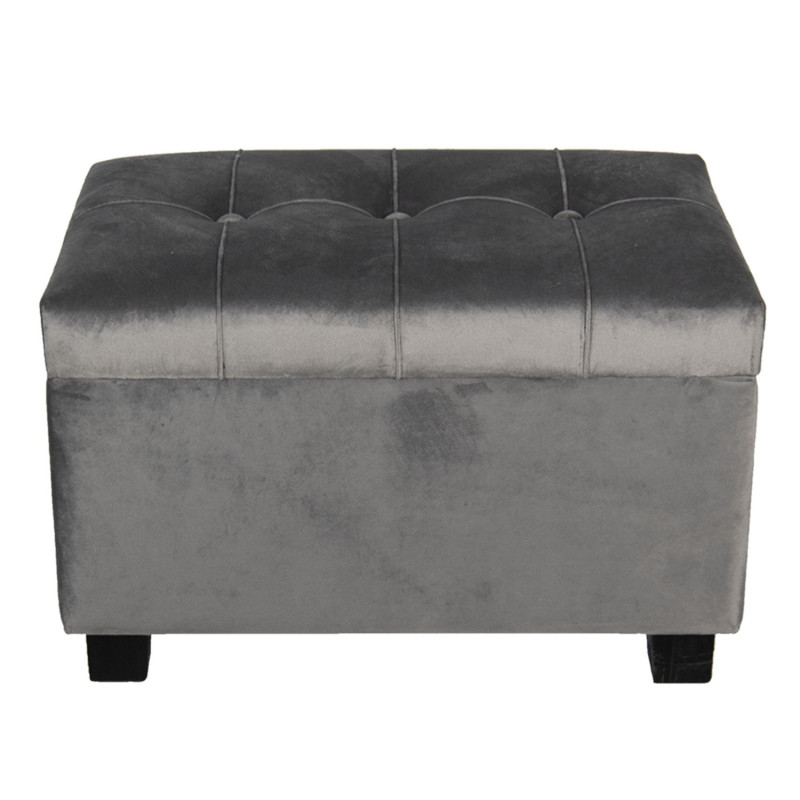 Tmavě šedá sametová podnožka Dark Grey - 50*34*33 cm