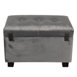 Tmavě šedá sametová podnožka Dark Grey - 50*34*33 cm