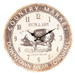 Vintage nástěnné hodiny s patinou Bacon & Ham - Ø 34*3 cm / 1*AA
