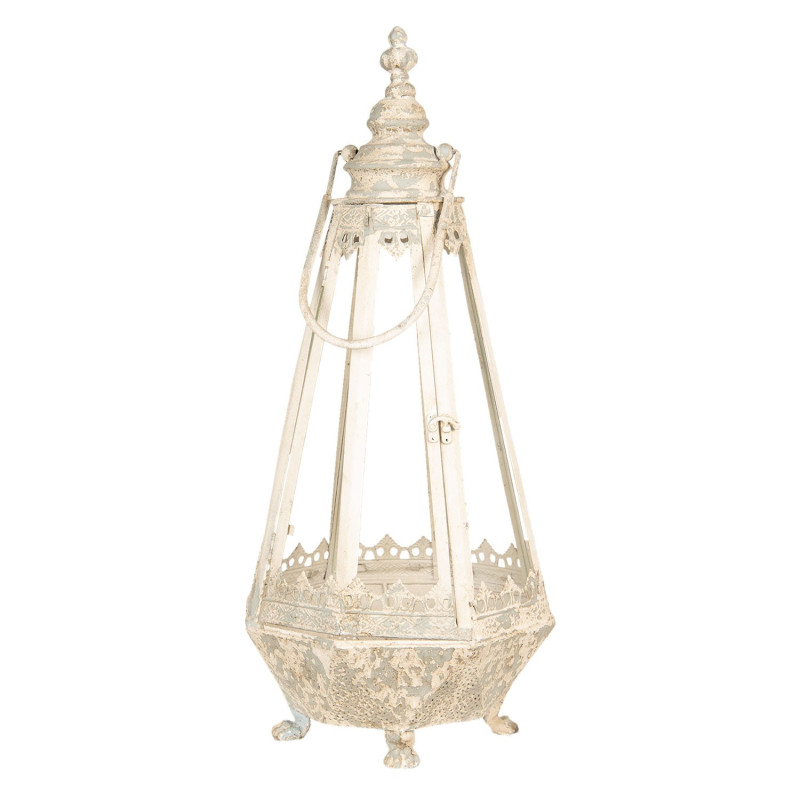 Krémová kovová vintage Lucerna - 30*30*68 cm