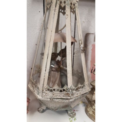 Krémová kovová vintage Lucerna - 30*30*68 cm