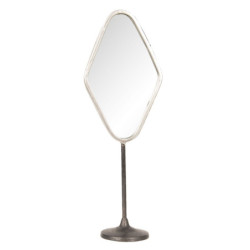 Stříbrné antik kovové stolní kosmetické zrcadlo - 14*9*43 cm