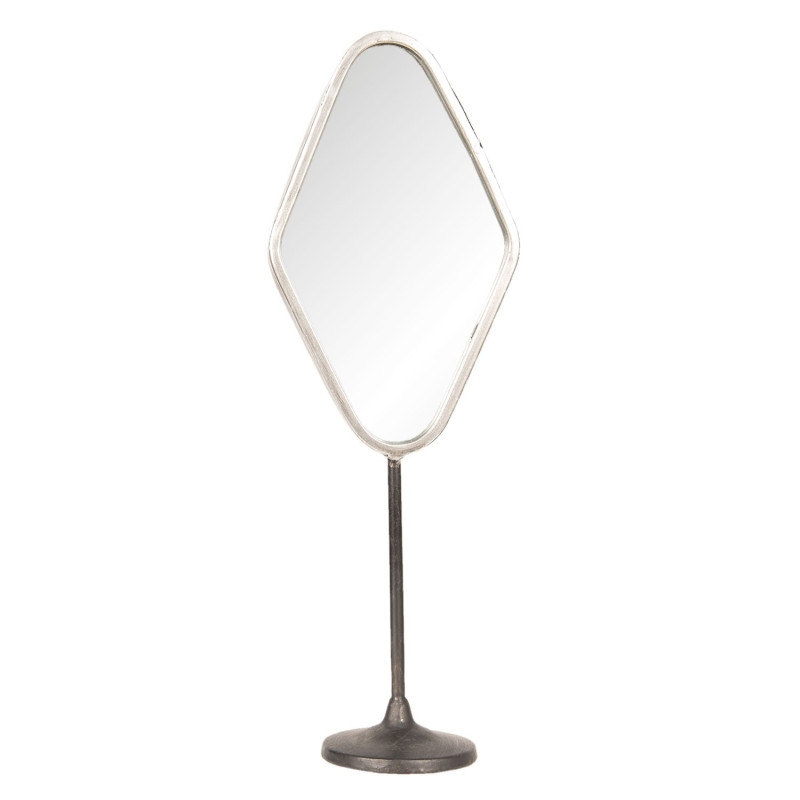 Stříbrné antik kovové stolní kosmetické zrcadlo - 14*9*43 cm