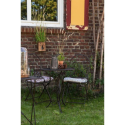 Hnědý kovový stůl + 2x židle - Ø60*70 / 2x Ø40*40*92 cm