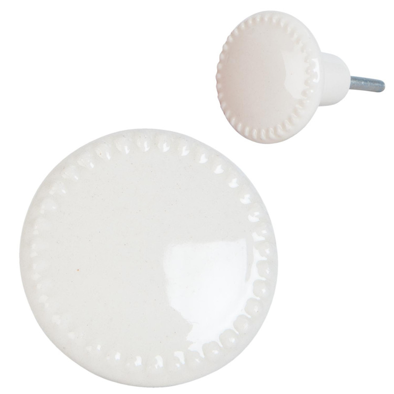 Béžová vintage keramická úchytka – Ø 4*4 cm