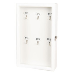 Bílá dřevěná skříňka na klíče - 24*7*38 cm