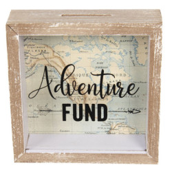 Dřevěná pokladnička s mapou Adventure - 15*5*15 cm