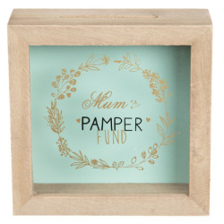 Dřevěná pokladnička Mum's Pamper - 14*5*14 cm