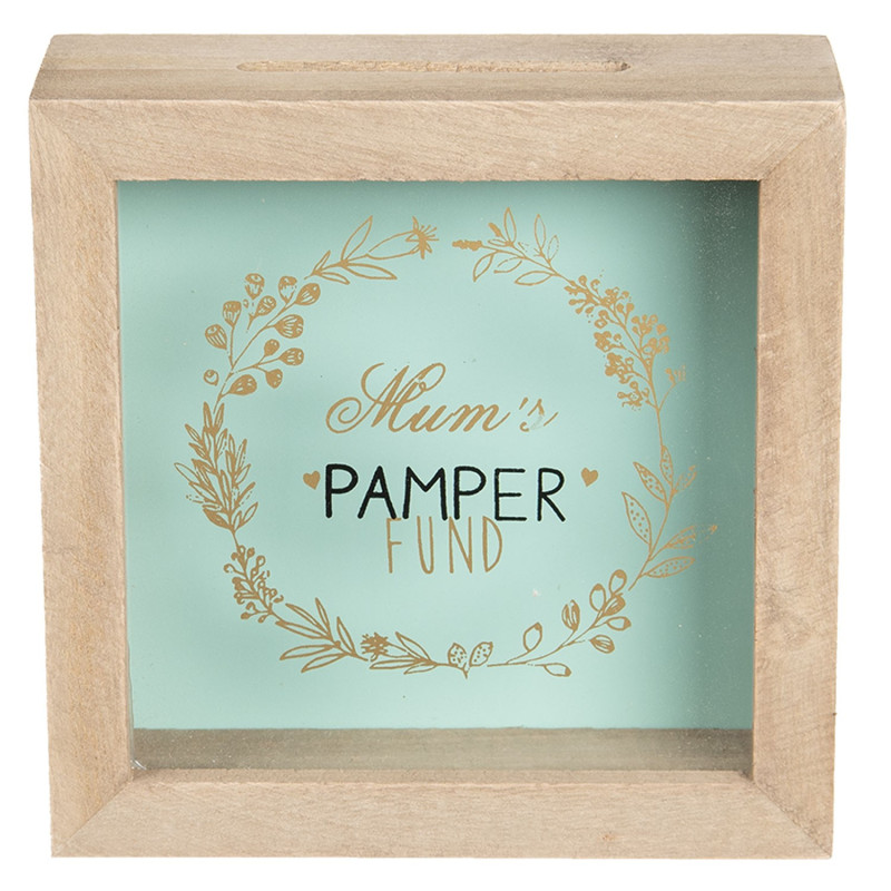Dřevěná pokladnička Mum's Pamper - 14*5*14 cm