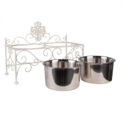 Misky pro psa v kovovém stojanu s ornamenty - 41*22*31 cm / 2*500ml