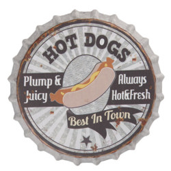 Kovová kulatá cedule Hot Dogs - Ø33*5 cm