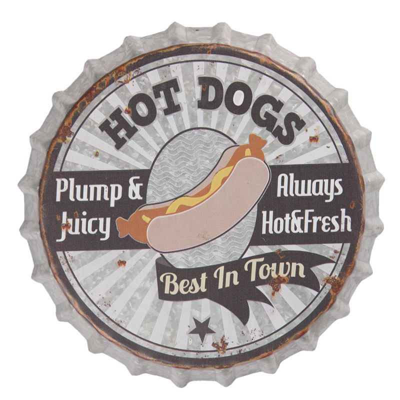Kovová kulatá cedule Hot Dogs - Ø33*5 cm