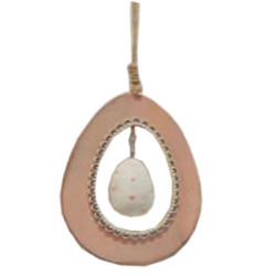 Závěsné růžové dřevěné vajíčko - 6*9 cm