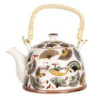 Porcelánová konvice na čaj s motivem vějířů - 18*14*12 cm / 0,8L