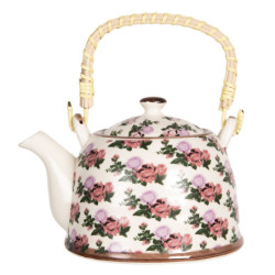 Porcelánová konvice na čaj s motivem růží - 18*14*12 cm / 0,8L