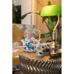 Porcelánová konvice na čaj s květy a rybkami - 18*14*12 cm / 0,8L