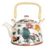 Porcelánová konvice na čaj s květy a rybkami - 18*14*12 cm / 0,8L