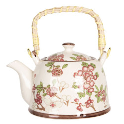 Porcelánová konvice na čaj se sakurou - 18*14*12 cm / 0,8L