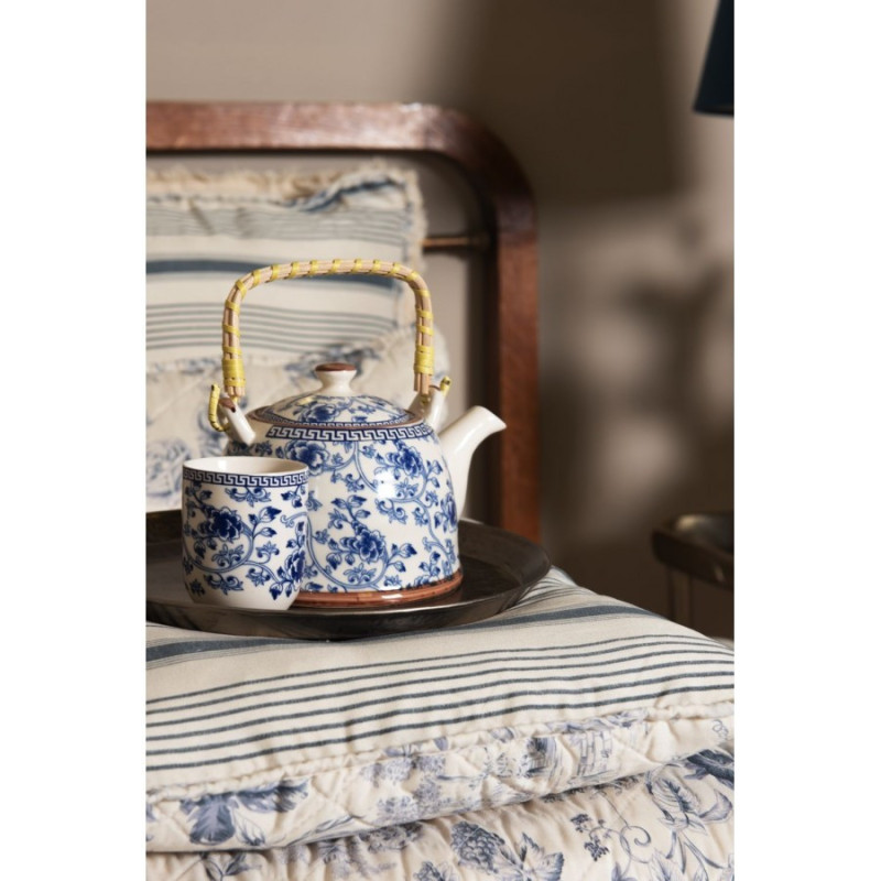 Porcelánová konvička na čaj s modrými květy - 18*14*12 cm / 0,8L