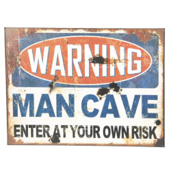 Nástěnná kovová cedule Warning Man Cave - 30*40 cm