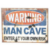 Nástěnná kovová cedule Warning Man Cave - 30*40 cm