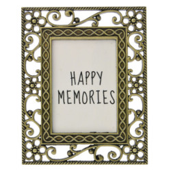 Zlatý fotorámeček s květinovými ornamenty - 4*5 cm