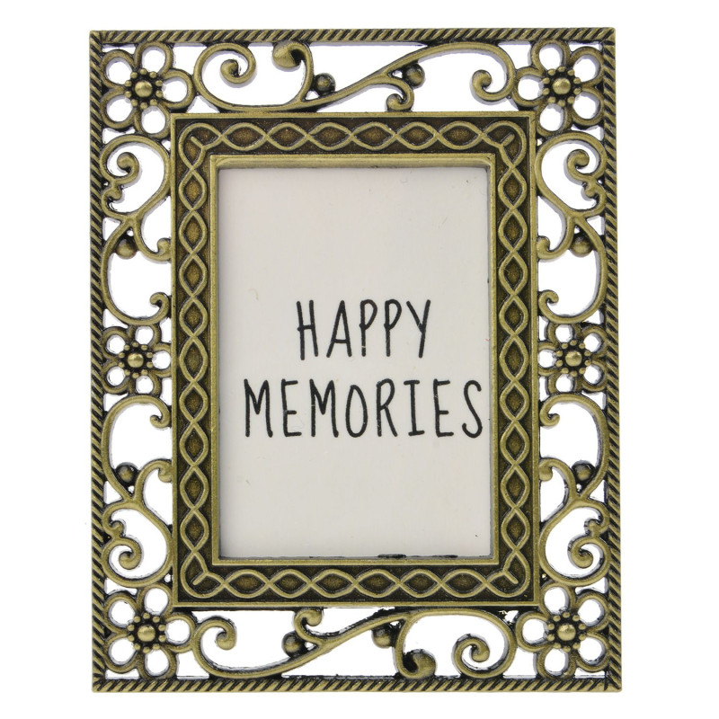 Zlatý fotorámeček s květinovými ornamenty - 4*5 cm