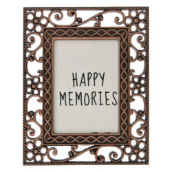Měděný fotorámeček s květinovými ornamenty - 4*5 cm