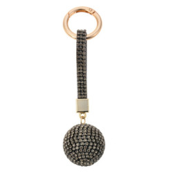 Černo - zlatá klíčenka koule s kamínky Venni - Ø 3,5*14,5cm
