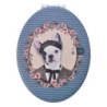 Šedo-modré příruční zrcátko s pejskem Doggy - 9*7 cm