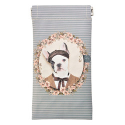 Šedo-modré pouzdro na brýle s pejskem Doggy - 9*18 cm
