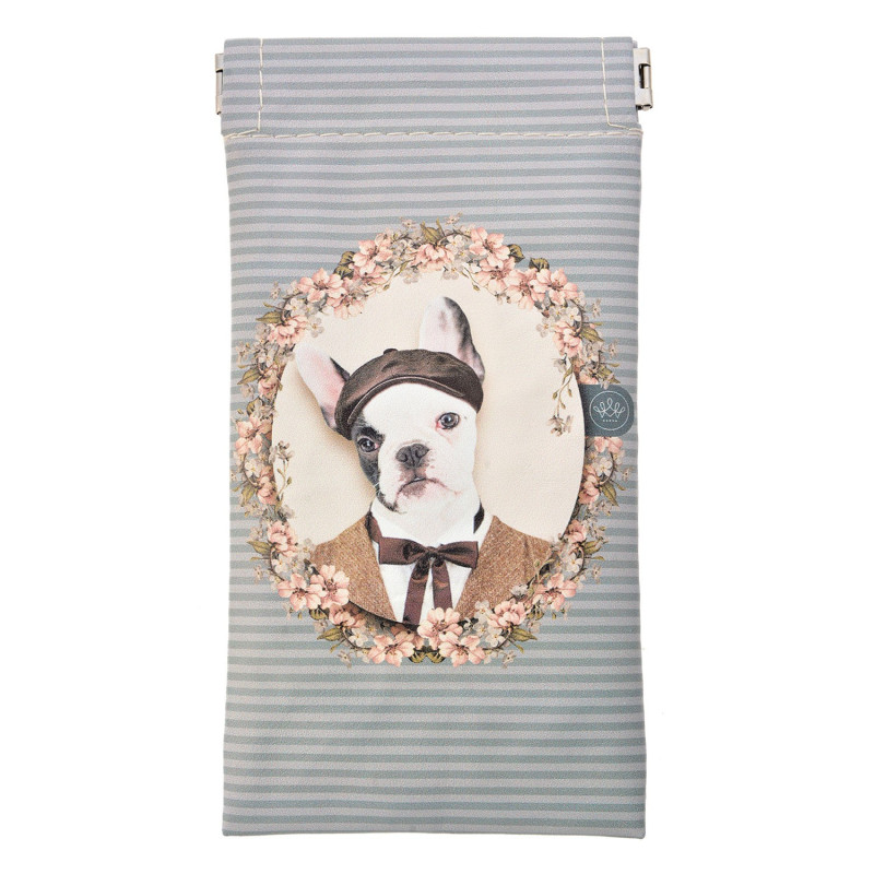 Šedo-modré pouzdro na brýle s pejskem Doggy - 9*18 cm
