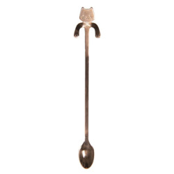 Úzká dlouhá lžička s kočičkou - bronzová - 3*20 cm