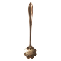Měděná kovová dezertní lžička ve tvaru kytičky Floffy - 3*12 cm