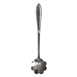 Stříbrná kovová dezertní lžička ve tvaru kytičky Floffy - 3*12 cm