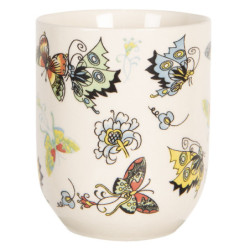 Porcelánový kalíšek na čaj s motýlky - ∅ 6*8 cm / 0,1L