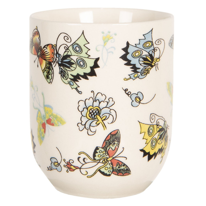 Porcelánový kalíšek na čaj s motýlky - ∅ 6*8 cm / 0,1L
