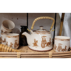 Porcelánový kalíšek na čaj s antickými motivy - ∅ 6*8 cm / 0,1L