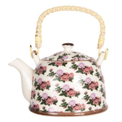 Porcelánová konvička na čaj s motivem růží - 17*12*10 cm / 0,6L