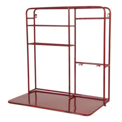 Červená nástěnná police na skleničky - 59*33*63 cm