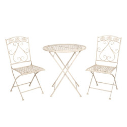Kovový zahradní set Garren se dvěma židlemi – Ø 70*76 cm / 39*48*91 cm