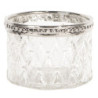 Bílý skleněný svícen Tealight s ozdobným krajem - 6*4 cm